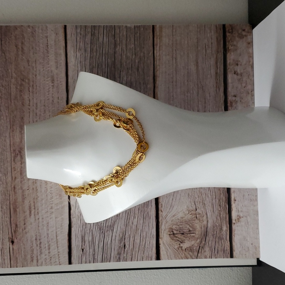 Stamped 18K Gold Italian Circles Necklace 30" Extra Long GP - Picture 6 of 9